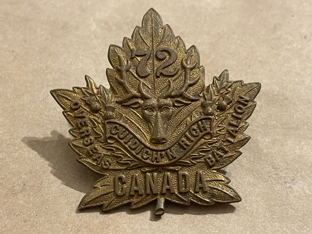 Odznaka na beret 72 Overseas Batallion KANADA