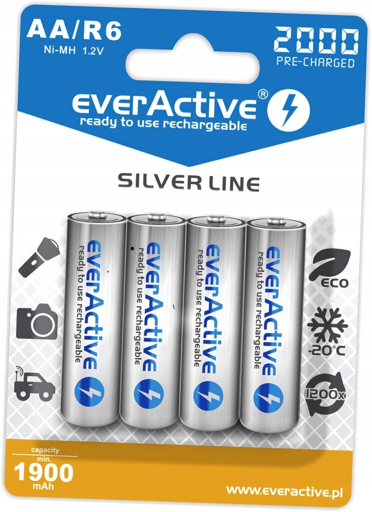 EverActive R6 AA akumulatory 2000mAh Silver line