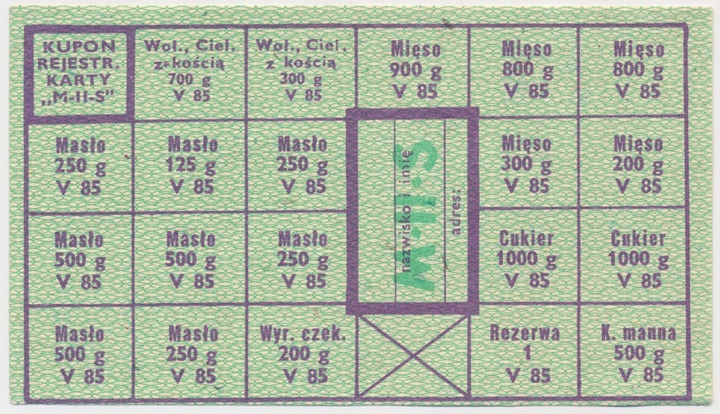 7572. Kartka żywnościowa, MIIS - 1985 maj