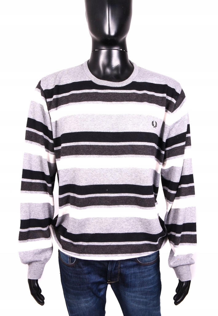 *Fred Perry Sweter Męski Bawełna Paski roz XXL