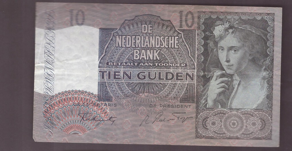 Holandia - banknot - 10 Gulden 1942 rok