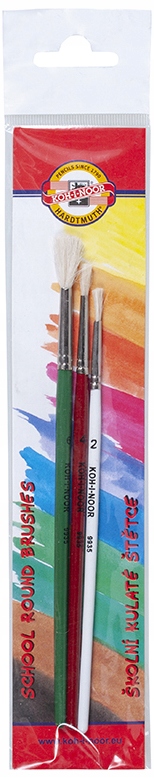 Pędzle komplet 3 szt. (2 +4 +6) szczecinowe stożkowe, Koh-I-Noor