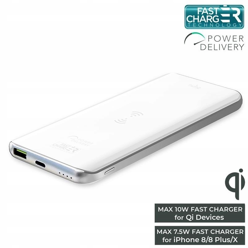 Power Bank bezprzewodowy Slim QI biały