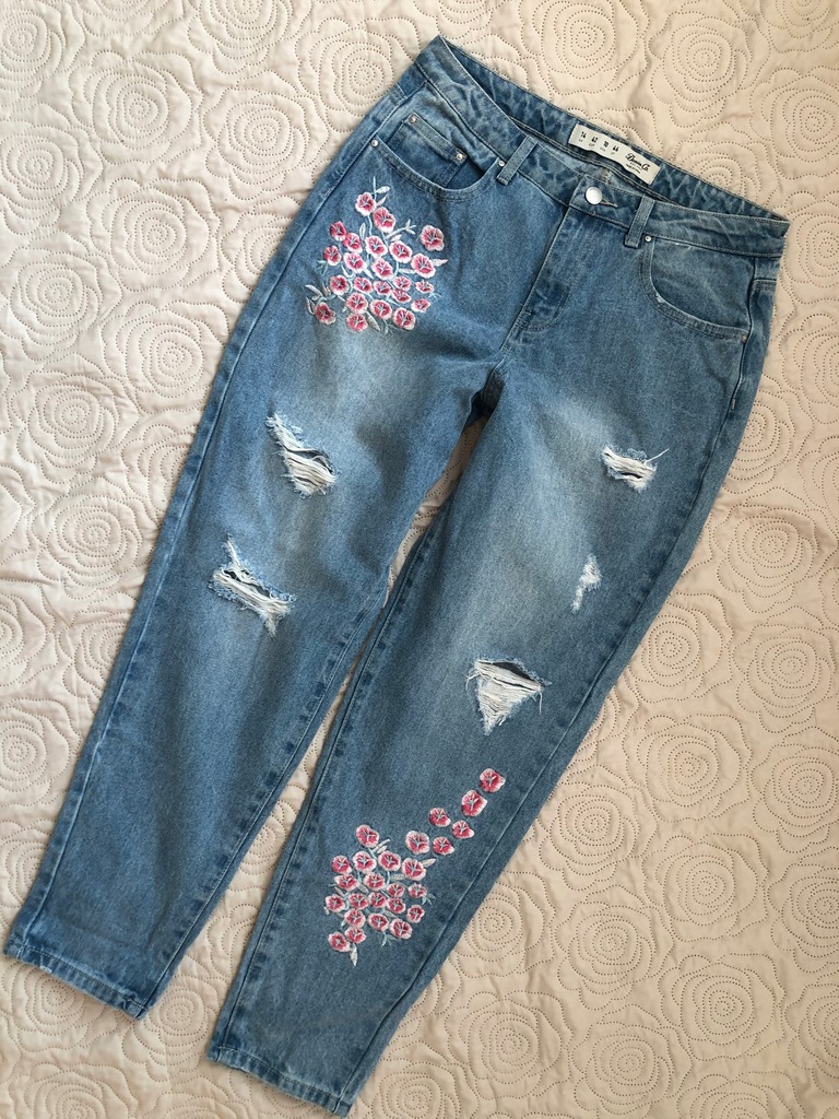 Denim Co mom jeans kwiaty 14/42 jak nowe