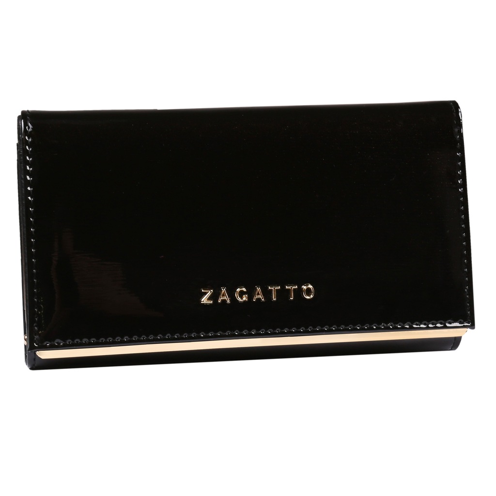 Czarny portfel damski ochrona RFID 16x9cm Zagatto