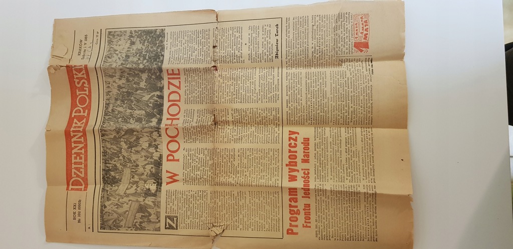Gazeta stara Dziennik Polski Kraków 1 maj 1965 roku PRL