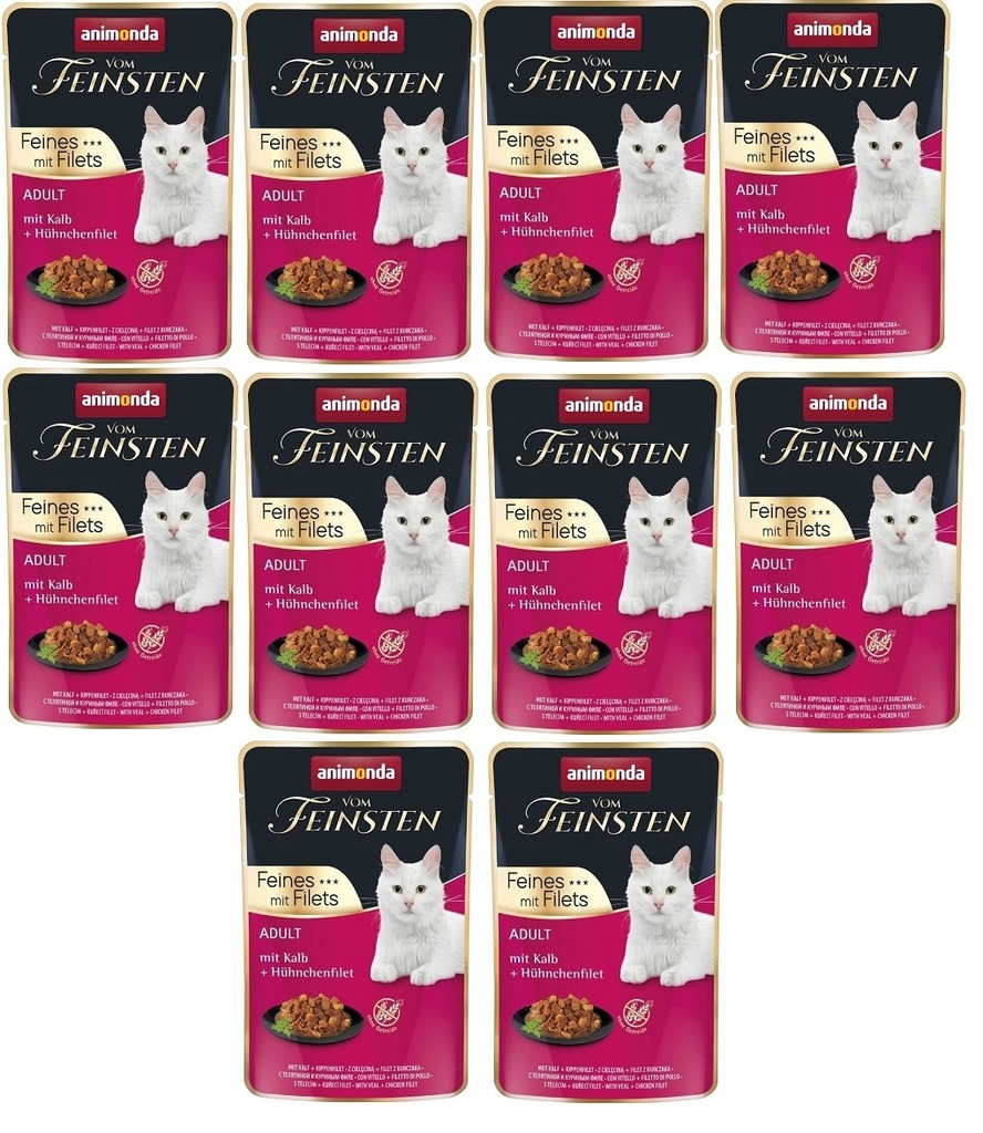 ANIMONDA VOM FEINSTEN CIELĘCINA + FILET Z KURCZAKA 10 x 85 g ( w sosie)