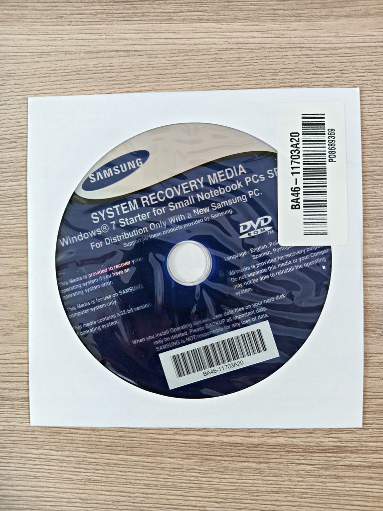 System Recovery Media Windows 7 Samsung DVD