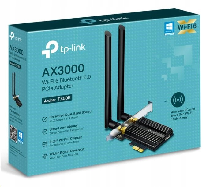 Tp-Link TX50E karta WiFi PCI-Ex AX3000 Bluetooth