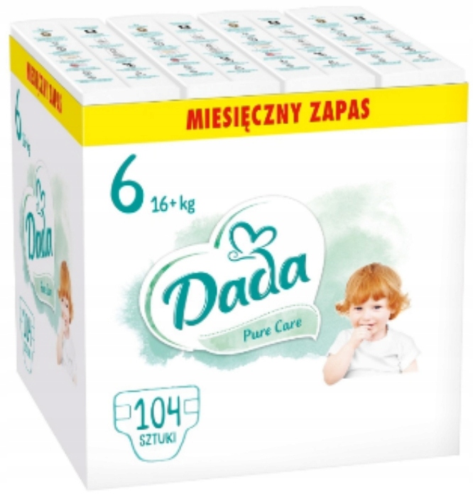 Pampersy Dada 6 Pieluszki Pure Care 16+ kg 104 szt