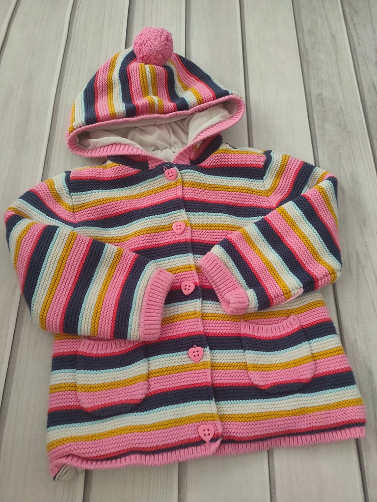 TU Sweterek rozpinany gruby dla dziewczynki bawełna r. 86/92