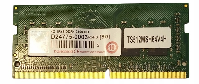 Pamięć 4GB RAM 1x4GB DDR4 SODIMM TRANSCEND PC4-19200 2400MHz SO-DIMM laptop