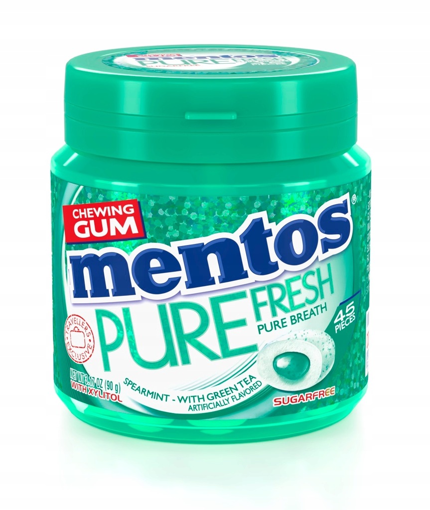 GUMA MIĘTOWA BEZ CUKRU MENTOS PURE SPEARMINT 90 G