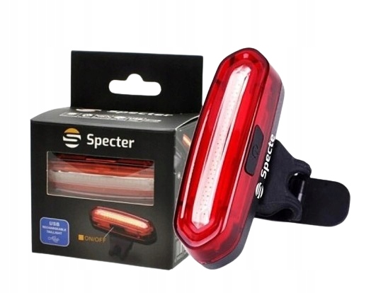 Tylna lampka latarka rowerowa czerwone światło LED SPECTER USB