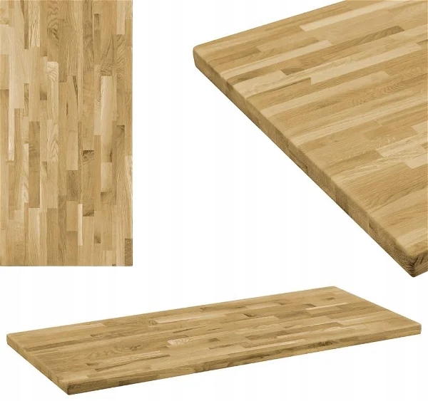Prostokątny blat, lite drewno dębowe, 44 mm, 120 × 60 cm