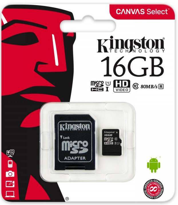 Купить KINGSTON CANVAS micro SDHC 16 ГБ + SD-АДАПТЕР 80 МБ/с: отзывы, фото, характеристики в интерне-магазине Aredi.ru