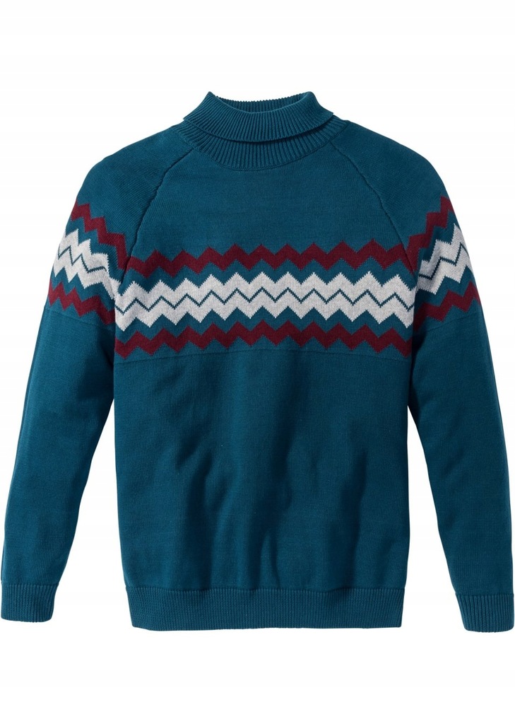 GM1143 SWETER MĘSKI GOLF Z WZOREM 48 PETROL