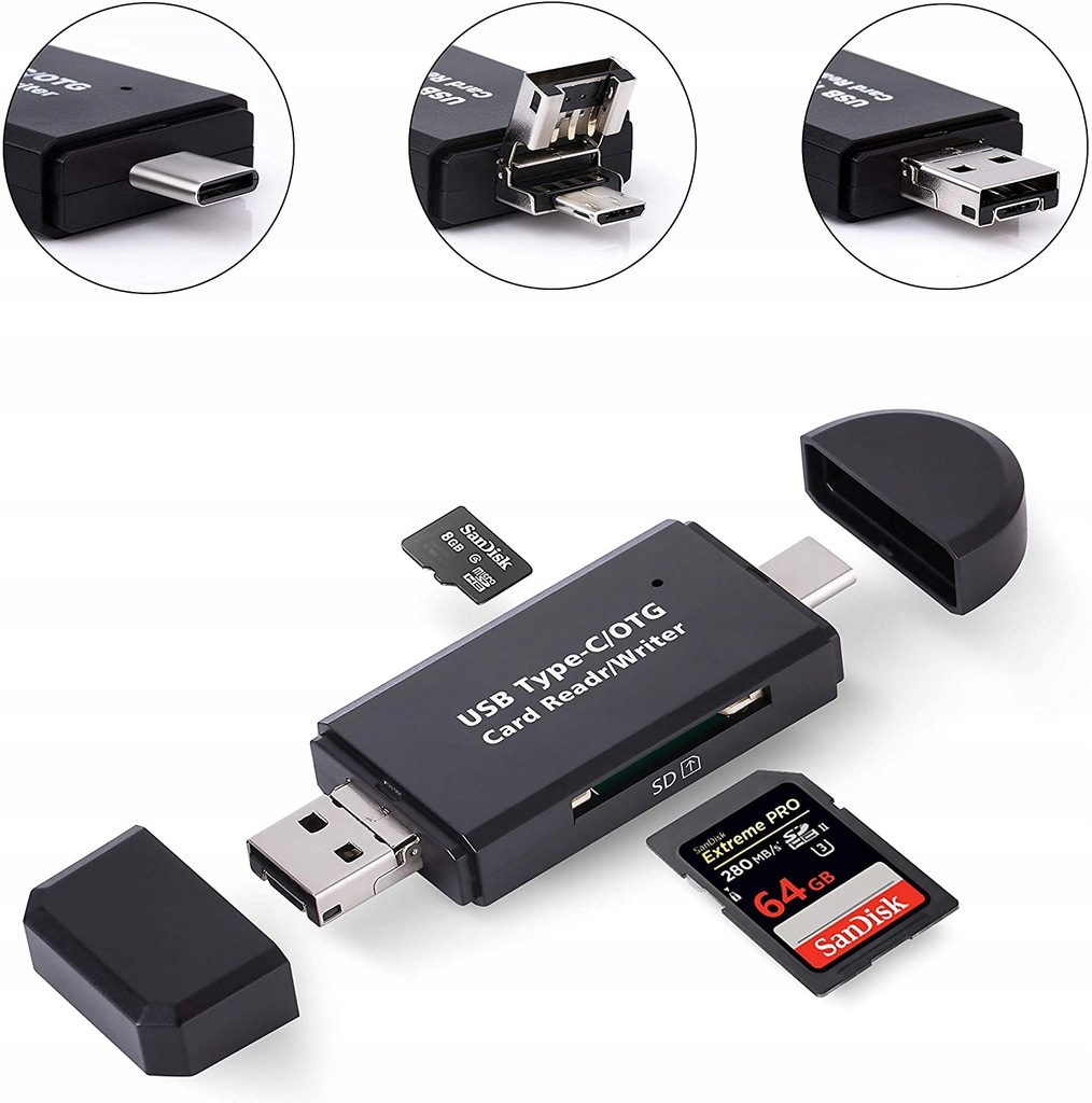 Купить Устройство чтения карт SD microSD TF Micro USB USB-C OTG 5 в 1: отзывы, фото, характеристики в интерне-магазине Aredi.ru