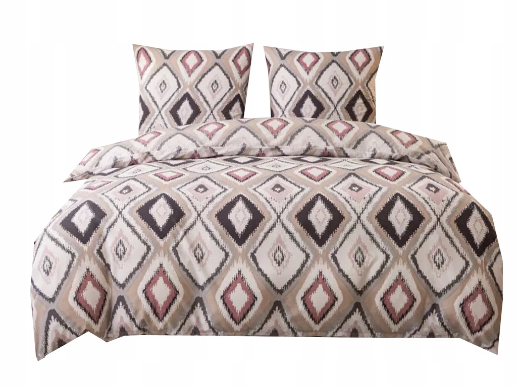 Komplet pościeli 160X200 2x70x80 brązowy wzory romby