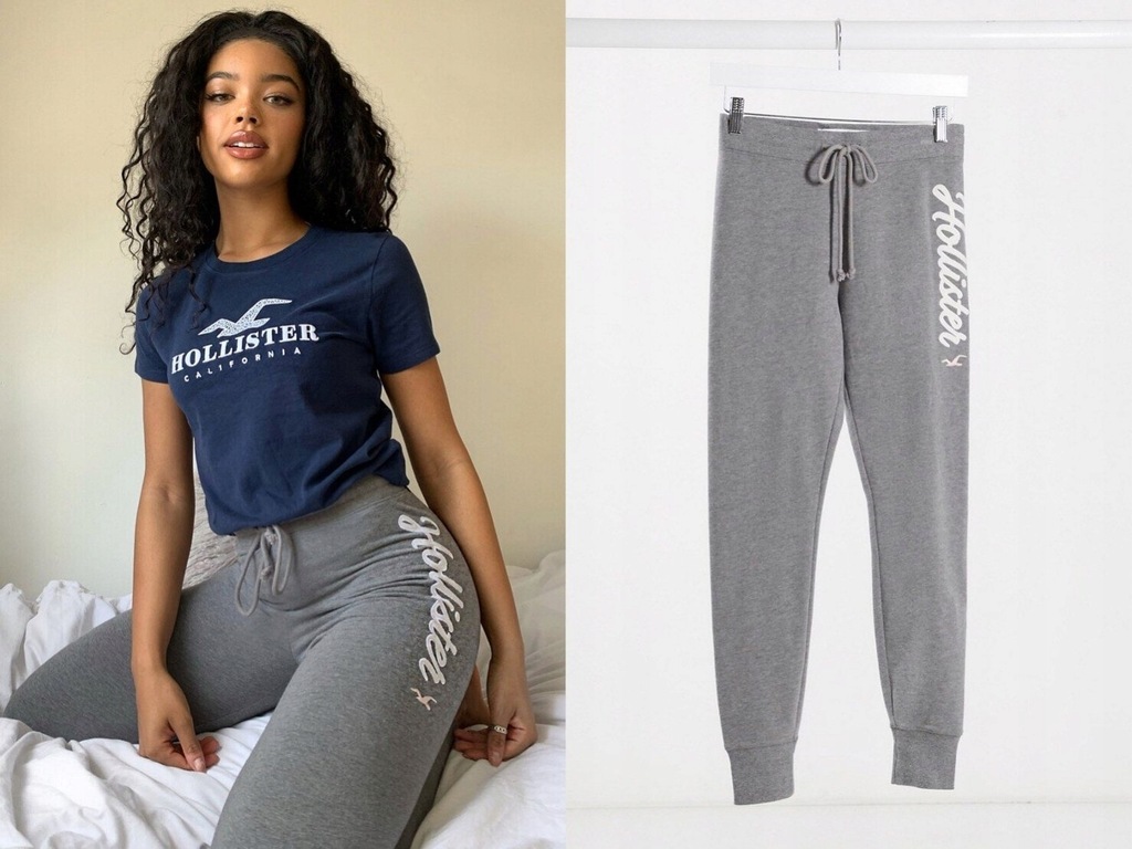 Hollister Szare spodnie dresowe z logo S/36