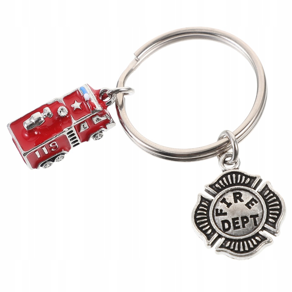 Metal Firefighter Keychain Fire Fighting Car