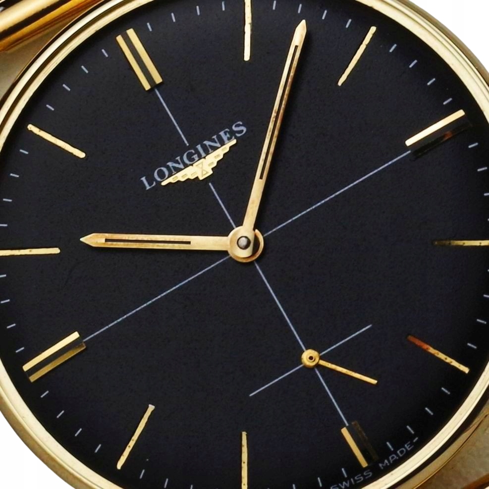 LONGINES zegarek męski vintage ZŁOTY 14K BLACK '67