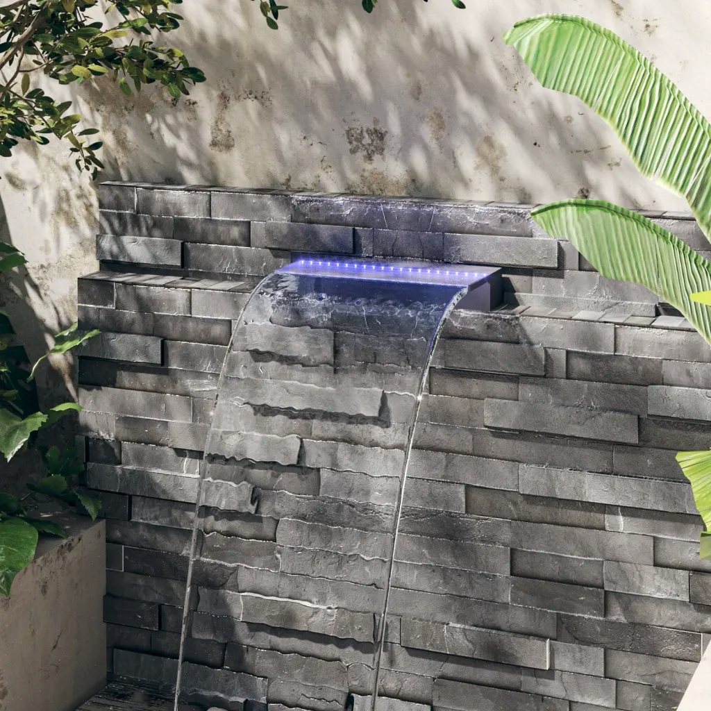 vidaXL Wylewka do wodospadu z oświetleniem RGB LED, akrylowa, 45 cm