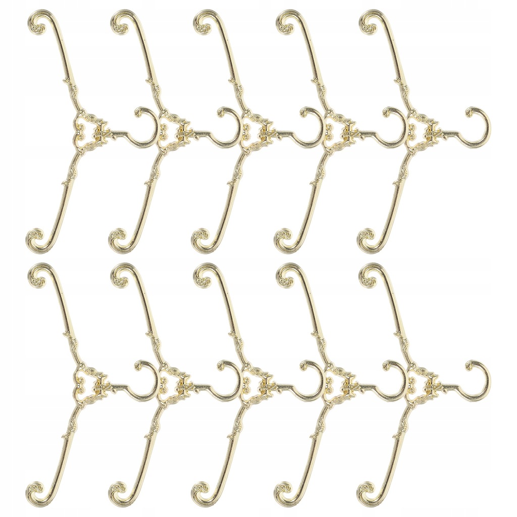 10 MINI WIESZAKI NA UBRANIA LALEK RETRO METALOWE