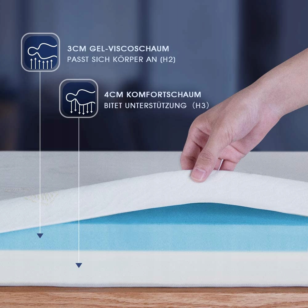 NEWENTOR Topper na materac 180x200x7 cm z żelem 12456304241 oficjalne archiwum Allegro
