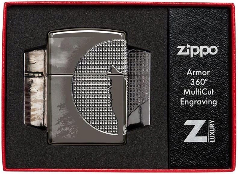 WRO zapalniczka Zippo 49353 Wolf Design Black ICE