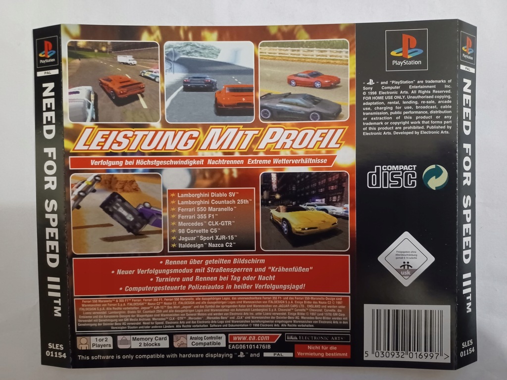 Okładka tylna do gry Need for Speed III Hot Pursuit, Playstation, PS1