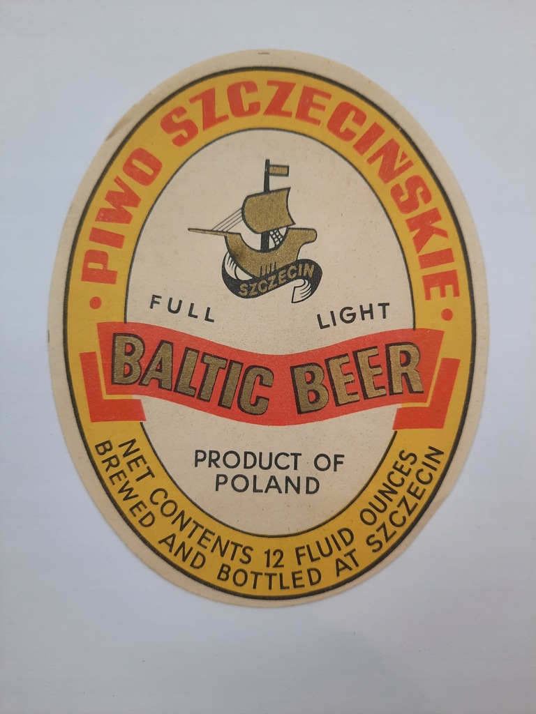 Etykieta piwo Szczecińskie baltic Browar Szczecin