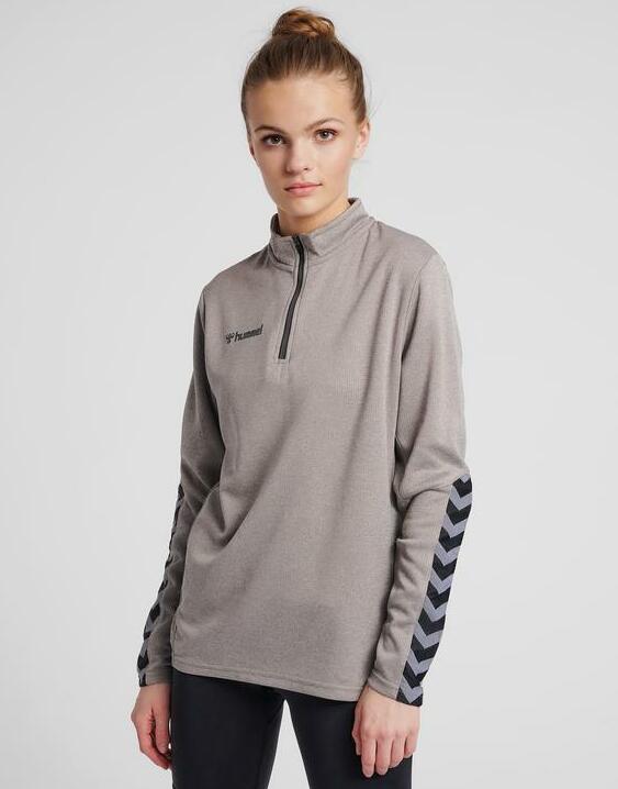HUMMEL SZARA KLASYCZNA BLUZA LOGO STÓJKA ZIP U6A LTH__M