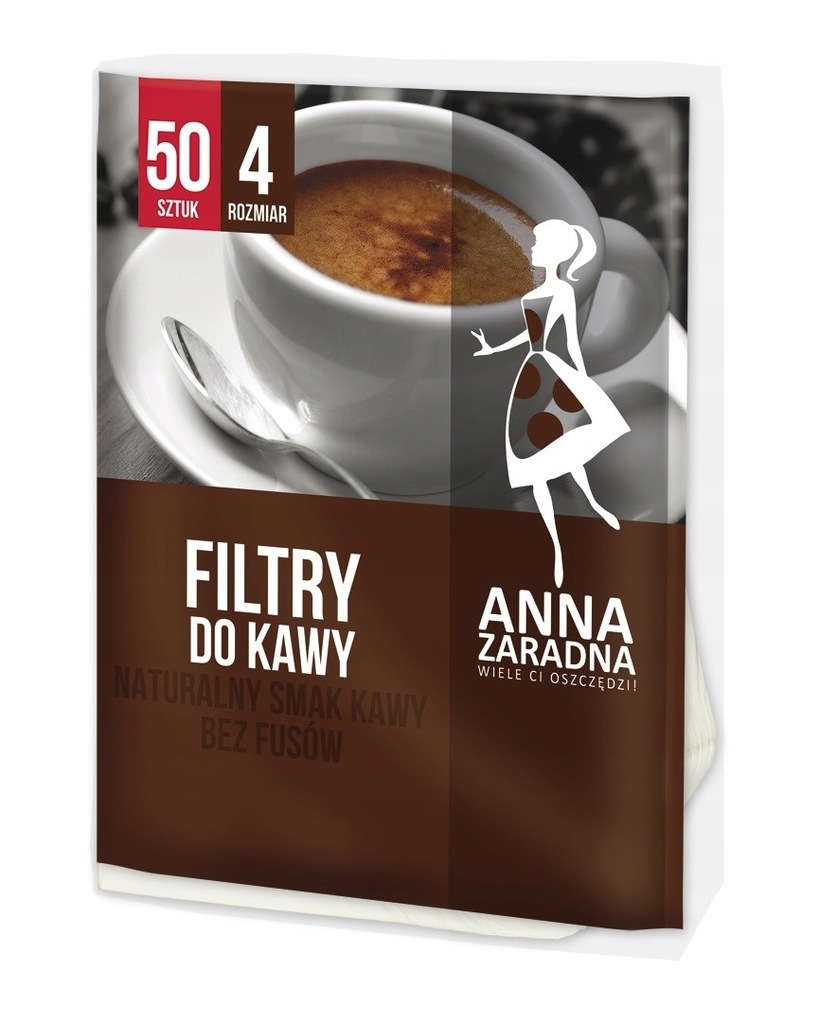 ANNA ZARADNA Filtry do kawy rozmiar 4 1op. 50szt.