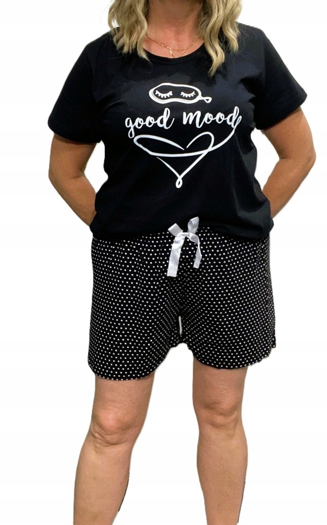 czarna PIŻAMA lato BAWEŁNA spodenki 4XL 46 48 50