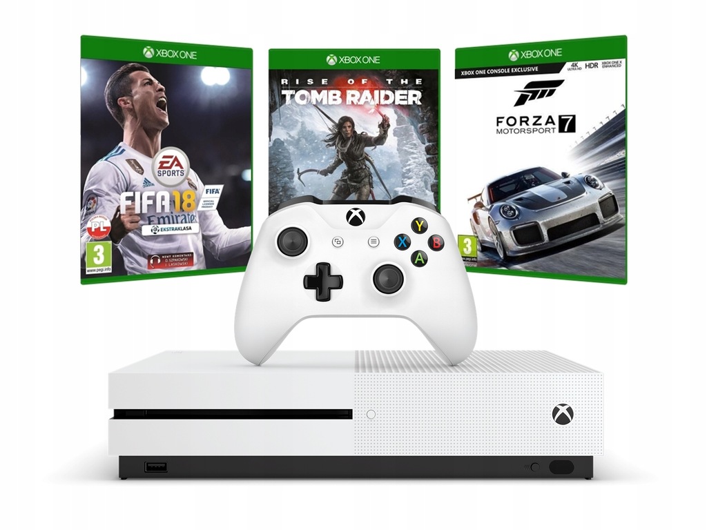 KONSOLA XBOX ONE S 1TB 4K FIFA FORZA TOMB RAIDER