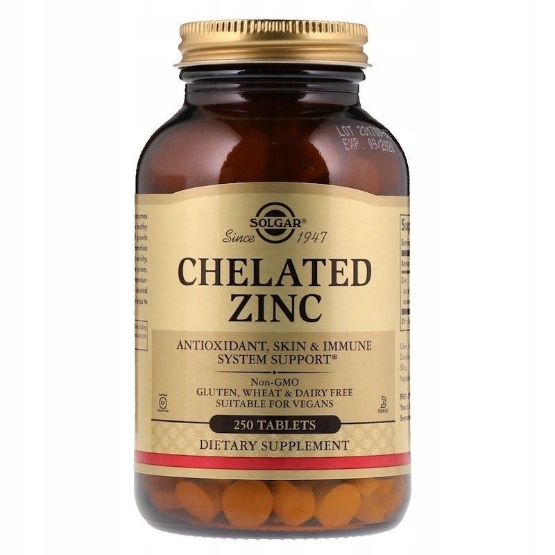 Solgar, Cynk Chelat, 250 tab. 7688555314 oficjalne archiwum Allegro