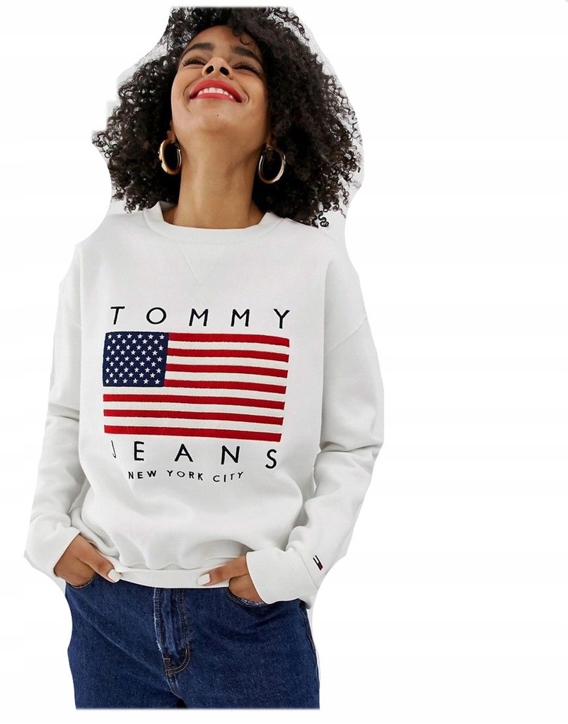 TOMMY HILFIGER BLUZA LOGO BIAŁA FLAGA L 40