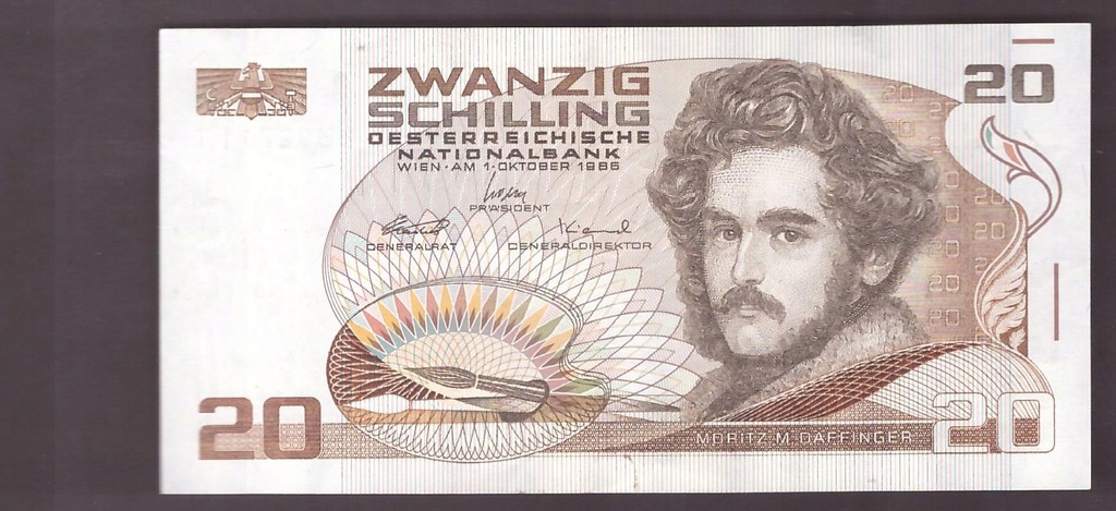 Austria - Banknot - 20 Shilling 1986 rok