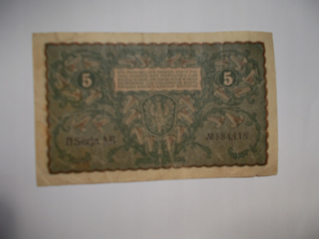 Купить Банкнота номиналом 5 польских марок 1919 года.: отзывы, фото, характеристики в интерне-магазине Aredi.ru