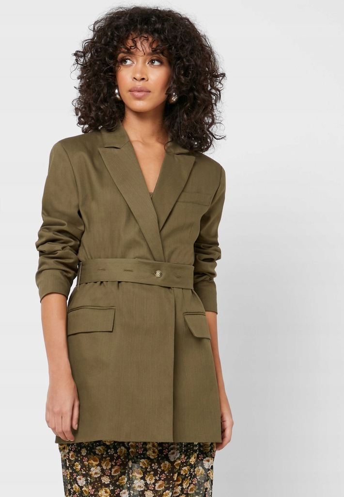 TOPSHOP MARYNARKA KHAKI CASUAL Z PASKIEM 46 1DZA