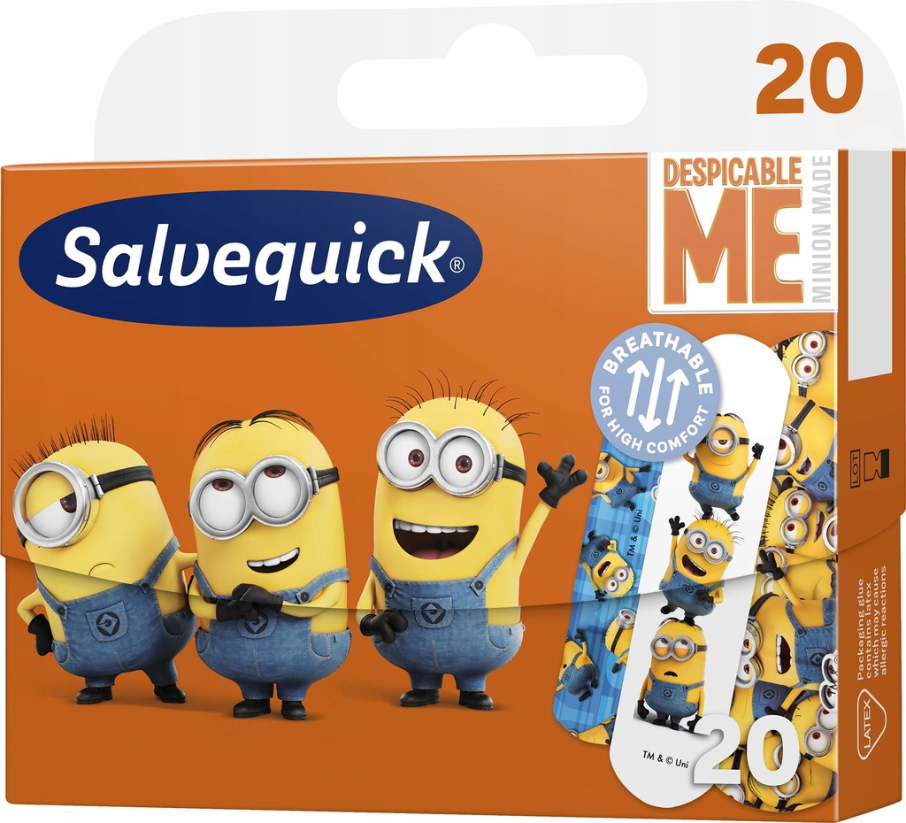 SALVEQUICK oddychające PLASTRY dla DZIECI Minionki