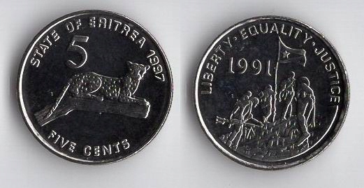 ERYTREA 1997 5 CENTS