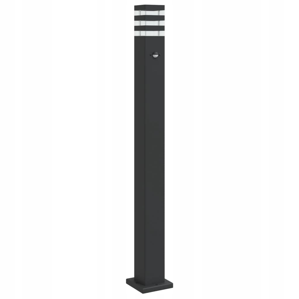 Zewnętrzna lampa stojąca z czujnikiem, czarna, 110 cm