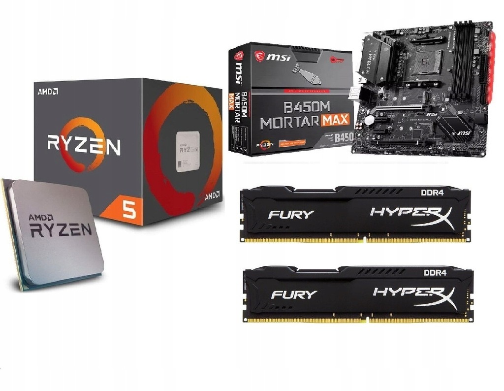 Купить RYZEN 5 3600+B450M MORTAR + комплект DDR4 HYPERX 16 ГБ: отзывы, фото, характеристики в интерне-магазине Aredi.ru