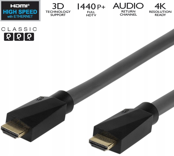 MARKOWY KABEL HDMI 1.4b 1,5m ARC ETHERNET 4K
