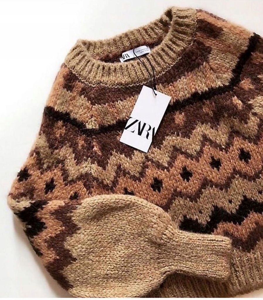 ZARA nowy damski sweter z domieszką wełny 36/S
