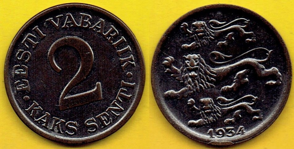 ESTONIA - 2 Senti 1934 r. - 1