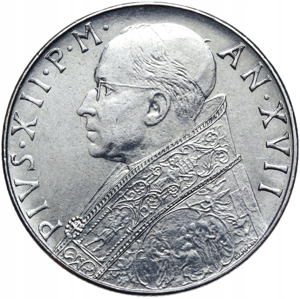 + Watykan - Papież Pius XII - 100 Lir 1955 - STAN !