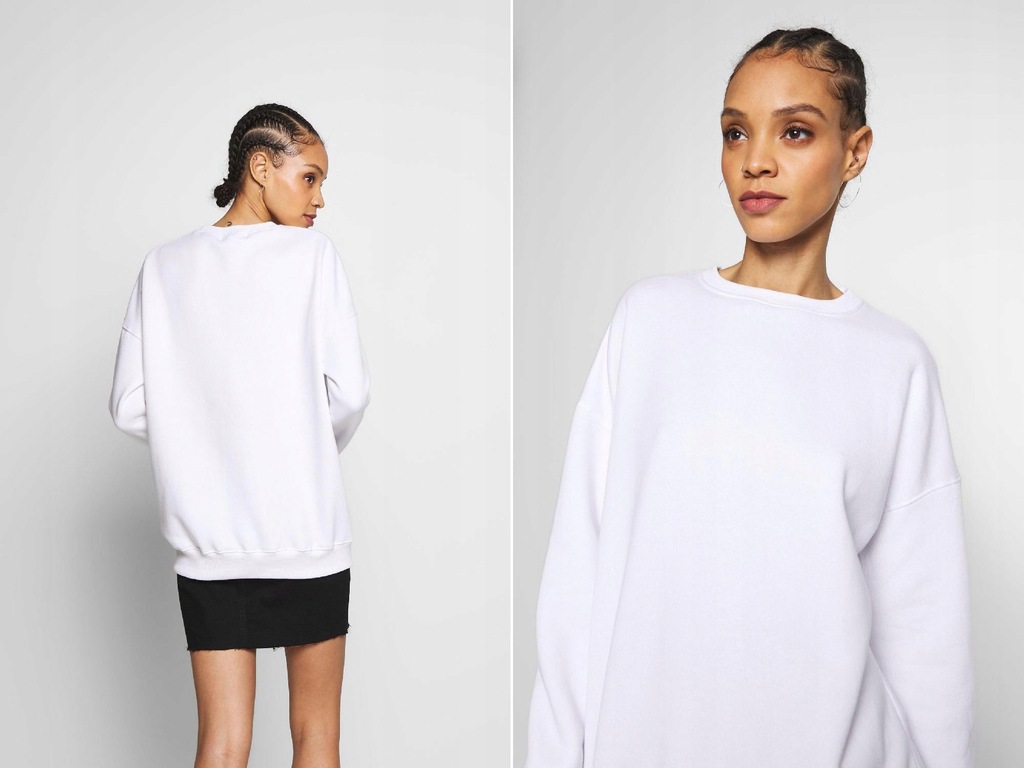 H008C34 Missguided BLUZA OVERSIZE BIAŁA CASUAL 36